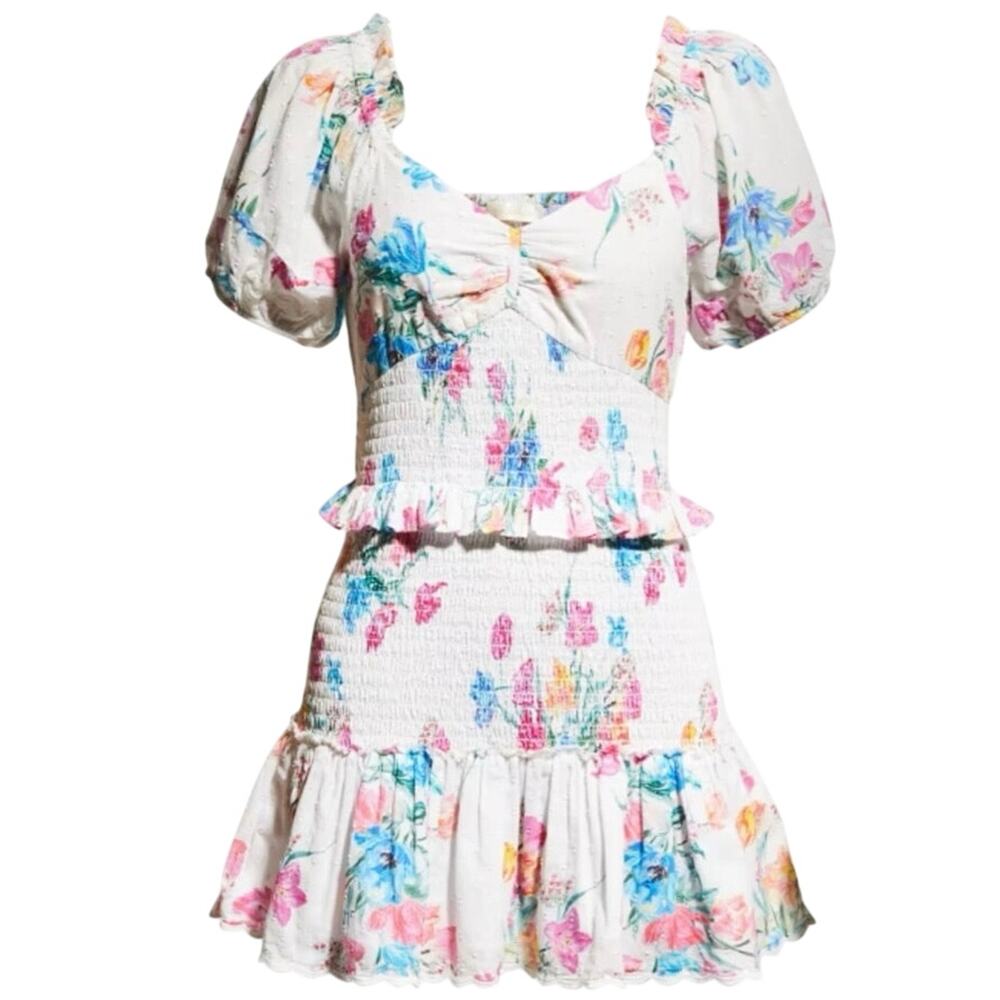 Love Shack Fancy Jarrah Smocked Mini Dress Size M